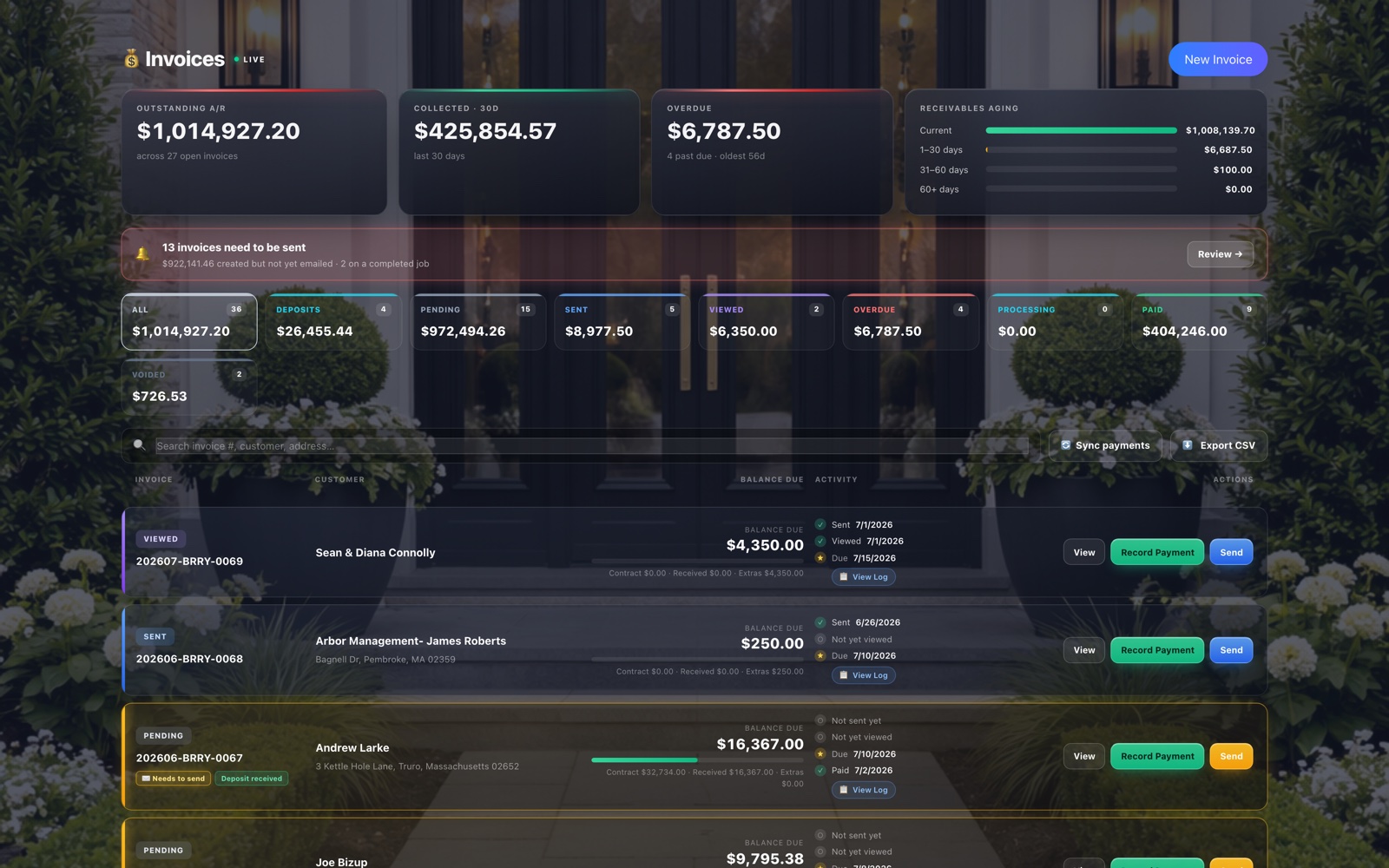 Kontracks integrated payments and invoicing
